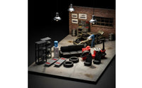 12 Pieces 1:64 Repair Tools Set Resin 1:64 Garage Tool Set Pre Painted Mini Auto Repair Kit for Desktop, Dollhouse