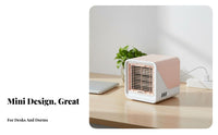7-Color LED Light Mini Water Cooling Fan Quiet Operation Portable Air Cooler Adjustable Speed for Students, Office Workers, Dorm Room