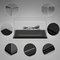 1:24 Scale Car Model Display Case with LED Light and Dust Cover, PVC Showcase for Collection and Exhibition with Parking Lot Scene