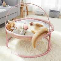 Cat Hammock Rocking Bed Suitable for Cats, Freestanding Wood Indoor Lounger, Machine Washable Soft Material, Soft Resting Place for All Seasons