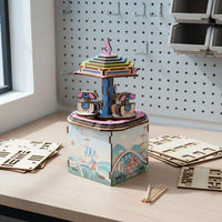 Gift Carousel Melody Box Easy Assembly 3d Wooden Melody Box Festive Decor