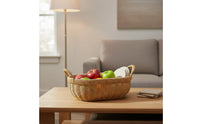 Double Handle Basket Handmade Oval Woven Basket with Handles Household Storage for Living Room