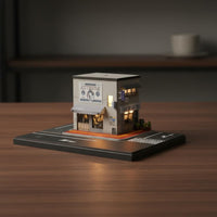 1/64 Corner Inn Model Detailed Accessories 1:64 Scale Diorama LED Lighted Die Cast Parking Scene for Collectors, Shelf Display, Collection Cabinet
