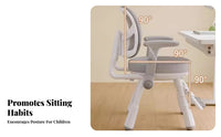 Lumbar Support Adjustable Ergonomic kids' Chair Split-Back Design Study Seat 360-Degree Swivel children's Furniture Gravity Self-Locking Wheels for Students, Boys & Girls, Parents, Learning, Homework, Bedroom, Playroom