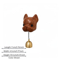 Cute Dog Bell Soothing Sound Wooden Dog Bell Wood Grain Creature Door Chime Handmade Look for Entryway, Fridge