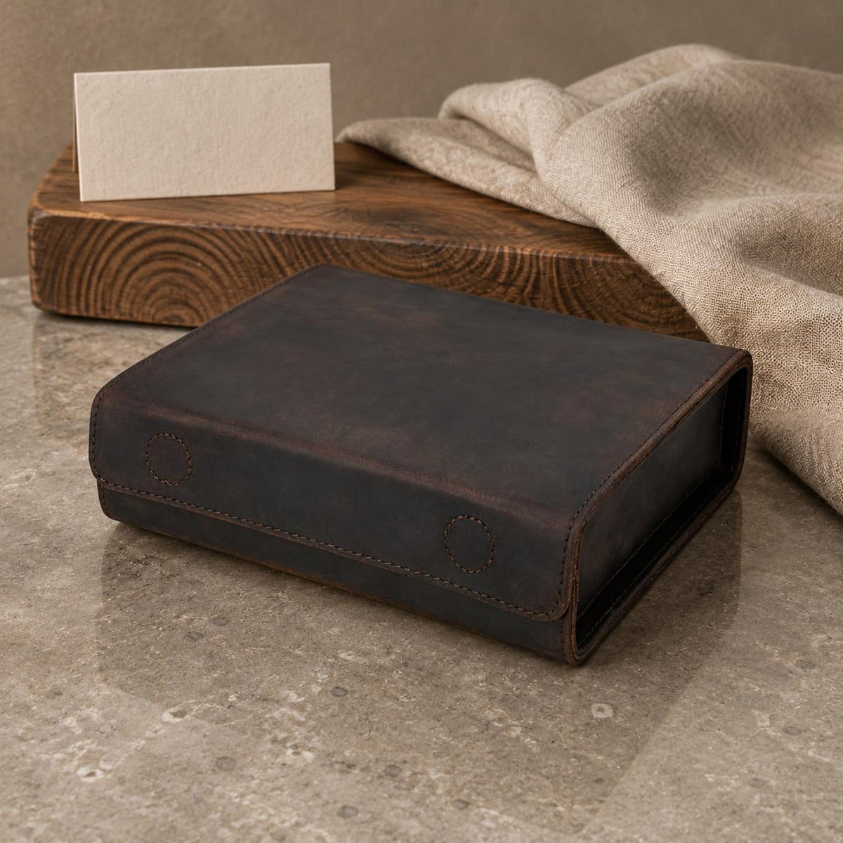Glasses Case Brown Leather Eyeglass Case Compact Eyewear Storage