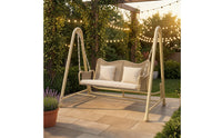 Double Swing Chair with Stand Freestanding Swing Chair with Stand Cushioned Furniture for Couples, Adults, Backyard, Balcony, Garden