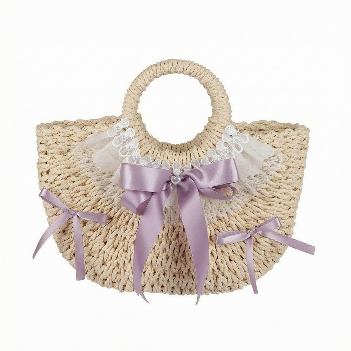 Handbag Bow Trapezoid Handbag Woven Fashion Accessory
