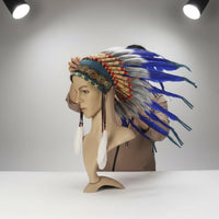 Feather Headdress Feathers Traditional Featherwork Tribal Design Bonnet Handmade Tribal Chief Headpiece for Entertainers, Cosplayers, Festivals