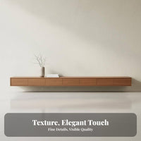 Walnut Finish TV Console Cable Management Compartment Wood TV Console with Storage Quiet-Close Drawers Walnut Finish Media Table for Bedroom