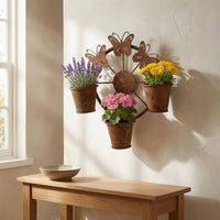 Metal Wall Planter Decor Openwork Butterfly Wall Planter Space-Saving Decorative Steel Butterfly
