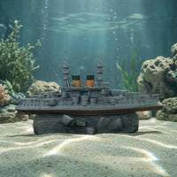 Underwater Battleship Ornament Gray Futuristic Warship Ornament Resin Battleship Model Detailed Aquarium Decor Tall Masts