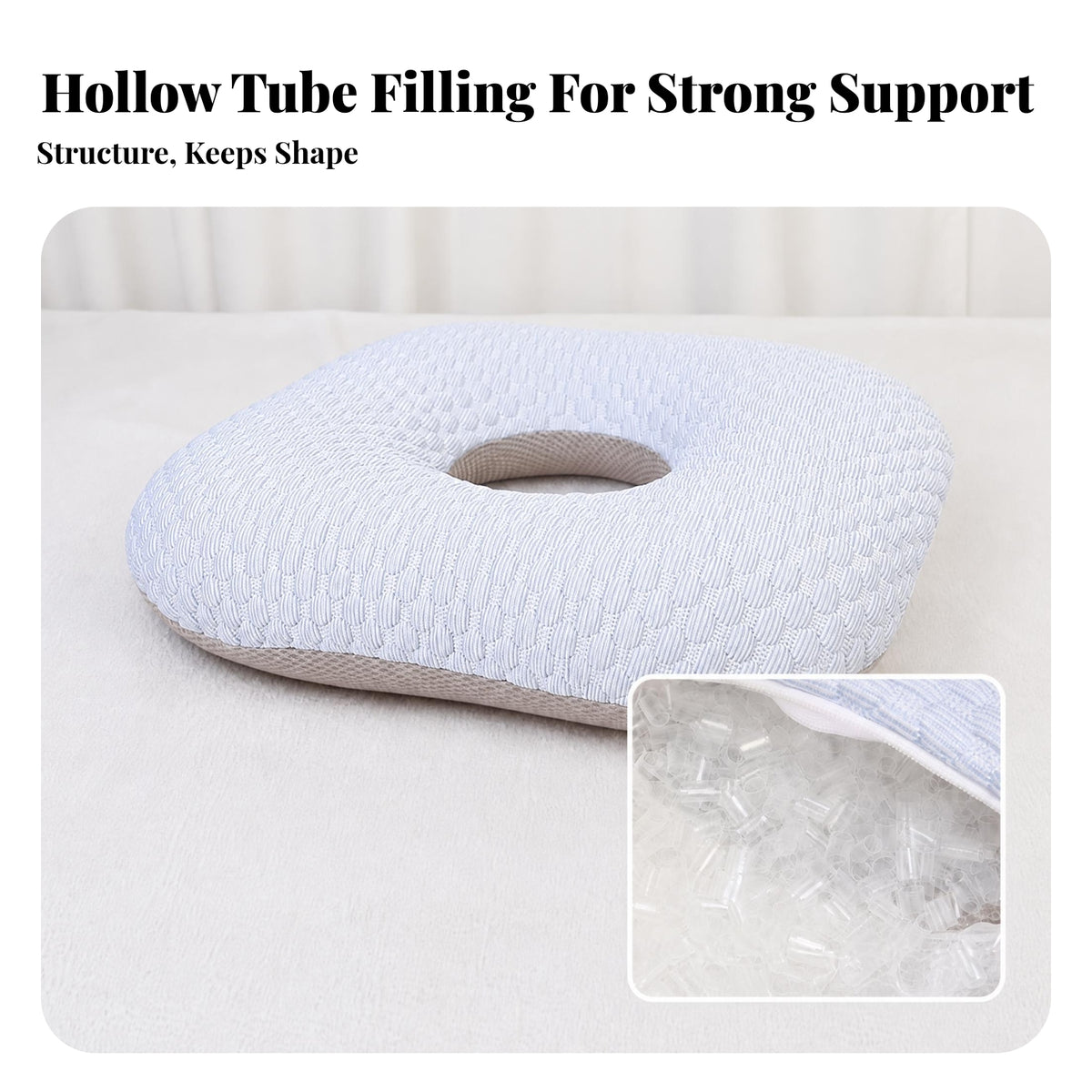 Ice-Silk Material Donut Seat Cushion Quilted Donut Cushion Padded Body Support Woven Texture