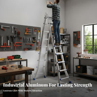 Versatile Folding Ladder Foldable Telescopic Aluminum Ladder Design Climbing Equipment for Contractors, Workers, Home, Garage, Outdoor