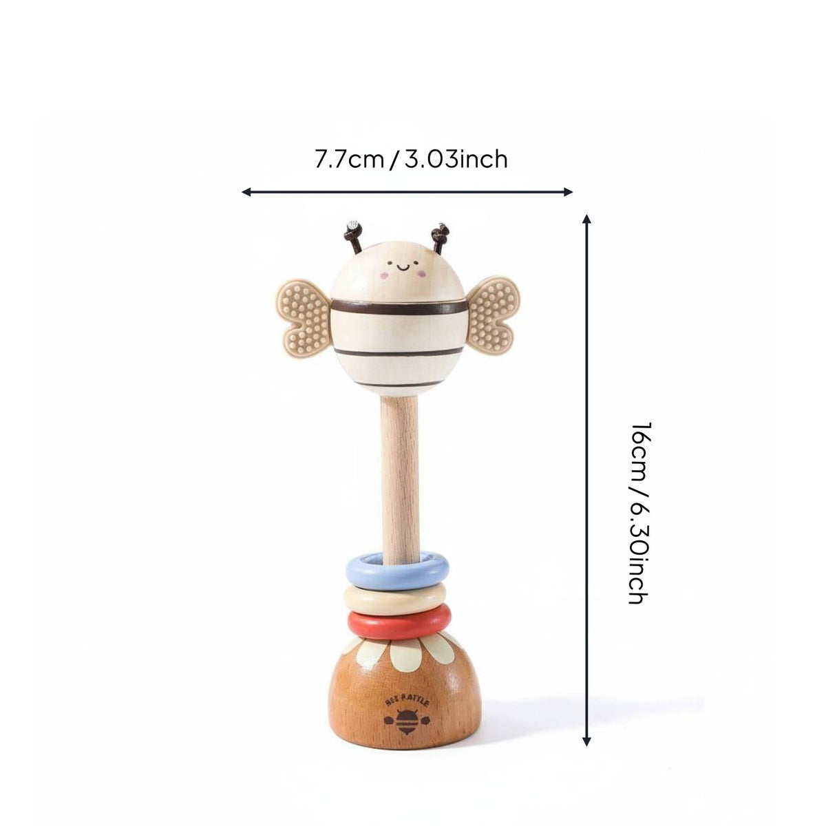 Wooden Bee Rattle Gnaw Bee Toy Develops Fine Motor Skills Infant Grasping Rattle for Infants, Infants