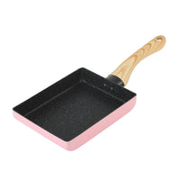 Frying Pan and Pancake Pan for Japanese Cooking, Aluminum Alloy Egg Cooker with 3.5cm Depth, Small Breakfast Pan with Screwed Wooden Handle