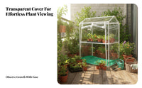 Double Tier Flower Shelf Space Saving Multi-Tier Plant Shelf with Cover Portable Greenhouse Rack Easy Assembly for Patio, Deck