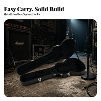Electric Guitar Hard Case Soft Interior Electric Guitar Case Carrying Handle Music Gear Black Finish Metal Latches