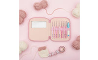 Size Marked Pink Crochet Hook Set Great Gift Crochet Hook Set Effortless Stitching for Beginners, Crafters, Travel