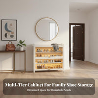 Stand-Alone Standing Rolling Shoe Storage Cabinet Dust-Proof Multi-Tier Shoe Cabinet Dustproof Large Capacity for Families, Homeowners, Students, Hallway, Balcony, Living Room, Bedroom