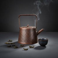 Thickened Handmade Copper Teapot Retro Design Large Copper Tea Kettle for Water Boiling, Outdoor, Ceramic Cooktop