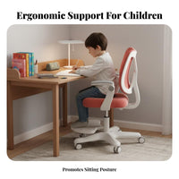 Ergonomic Support Adjustable child's Task Chair Stable Base Adjustable Posture Chair Lockable Casters kids' Furniture With Footrest for Children, Students, Writing, Studying, Study Room, literature engagement