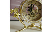 Decorative Clock Gold Finish Clock with Roman Numerals Silver-Toned for Nightstand