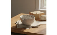 Prevents Tangles Ceramic Yarn Bowl Decorative Patterns Yarn Holder Bowl Embossed Exterior Crafting Tool Polished Glazed Interior for Knitters, Crocheters, Crafters