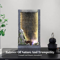Feng Shui Decor LED Rockery Water Fountain Soothing Sound Mist Waterfall Fountain Relaxing Ambiance Indoor Mist Waterfall Nature-Inspired Design for Office Workers, Business Owners, Living Room, Entryway, Bedroom, Meditation Space