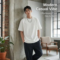 Short Sleeve Shirts Men Loose Fit Summer T-Shirt, Polyester Casual Wear for Adults, Breathable Lightweight Tee for Warm Weather
