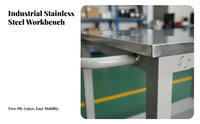 High Load Capacity Mobile Workbench Resistant Rolling Tool Table Easy to Clean Rolling Work Table for Warehouse Workers, DIY Enthusiasts, Factory, Repair Shop, Laboratory, Commercial Kitchen