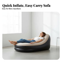 2 Pieces Comfortable Blow-up Lazy Sofa Quick Inflation Portable Inflatable Couch Easy to Clean Flocked Inflatable Armchair Long-Lasting for Office Workers, Travelers, Outdoor, Camping, Bedroom, College Dorms