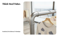 Sturdy & Long-Lasting Industrial Pipe Clothing Rack Large Capacity Single Rod Garment Rack Extra Thick Tubing Heavy Duty Clothes Stand Stable Design for Retail Shop Owners, Apartment Dwellers, Homeowners, Balcony, Bedroom, Entryway, Closet