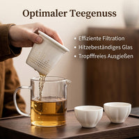 Portable Teapot Set, Heat-resistant Glass Teapot 400ml with Strainer Insert, Minimalist Borosilicate Glass Travel Tea Service for Office & Outdoor