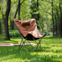 Folding Reclining Chair with Pillow Foldable Lounge Chair with Pillow Leather-Like Recliner Portable for Adults, Patio, Balcony, Camping
