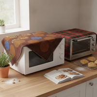 American Retro Dustproof Microwave Oven Cover Cloth for Kitchen Appliances