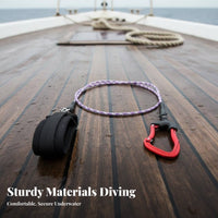 360° Rotating Joint Unrestricted Diving Safety Lanyard Unrestricted Diving Lanyard Tangle-Unrestricted Diving Safety Rope Steel Wire Core for Unrestricted Divers, Beginners, Snorkelers, Outdoor Swimming, Snorkeling