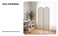 Foldable Woven Panel Divider Movable Folding Screen Freestanding Privacy Partition Hollow-pierced Pattern for Interior Designers, Apartment Dwellers, fromice Workers, Bedroom, Commercial Spaces, Restaurant