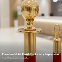 Stainless Steel Rope Stanchion Post Rust Proof Stanchion Post with Velvet Rope Luxurious Design Queue Pole Barrier Weighted Base for Venue Managers, Security Personnel, Business Owners, Hotels, Airports, Casinos, Museums