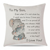 Linen Message Pillow Sham Machine Washable Family Gift Pillow Cover for Mom, Son
