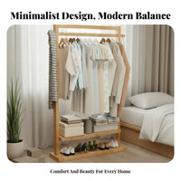 Minimalist Design Clothes Hanging Stand Space-Saving Unrestricted Standing Clothes Rack with Shelves Multifunctional Unrestricted Standing Garment Rack with Shelves Easy Assembly for Apartment Dwellers, Homeowners, Bedroom, Guesthouse, Dorm Room, Entryway