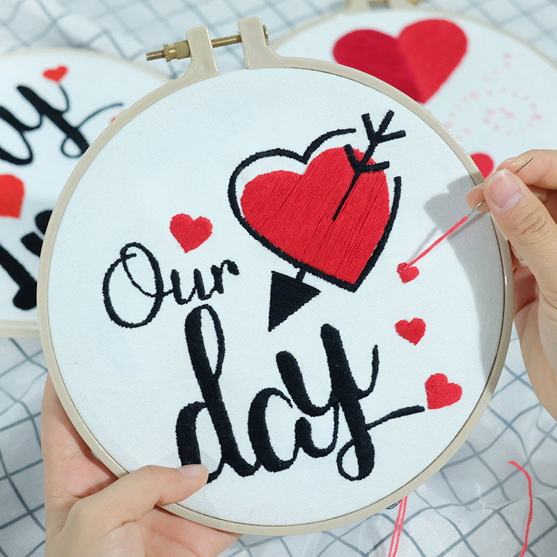 DIY Embroidery Kit Heart Triplets European Style Ribbon Embroidery Craft Set