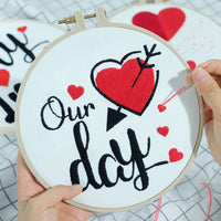 DIY Embroidery Kit Heart Triplets European Style Ribbon Embroidery Craft Set