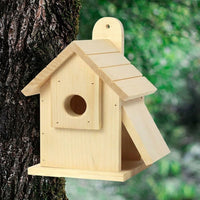 Wooden Nesting Structure with Slanted Wood Planks, Wall Mount Fir Wood Outdoor Shelter for Nesting, Small Avian Garden Decor and Backyard Nest