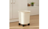 Open-Top Trash Can with Wheels Plastic Rolling Wastebasket Minimalist Mobile Garbage Bin Slim for Kitchen, Office, Bathroom