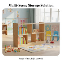 child-appropriate Height Montessori Shelf Versatile Design 5-Section Cubby Shelf sturdy Construction Kids' Furniture Easy to Clean for Preschoolers, Toddlers, educators, Kindergarten, Daycare Center, Classroom, Learning Corner