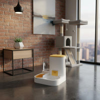 Automatic Pet Feeder and Waterer Large Capacity Cat Food and Water Bowl Set No Electricity Required 2 in 1 Pet Feeding Station for Cats, Business Trip