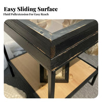 Vintage Design Sliding Top Storage Box Multi-Functional Side Table Rustic Finish Nightstand Sturdy Construction for Apartment Dwellers, Homeowners, Adults, Living Room, Balcony, Bedroom, Small Spaces