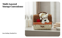 Large Capacity Cute Dog Makeup Bag Layered Design Cute Puppy Makeup Bag Multi-Purpose for Women, Girls, Daily Use, Business Trip, Dorm Room