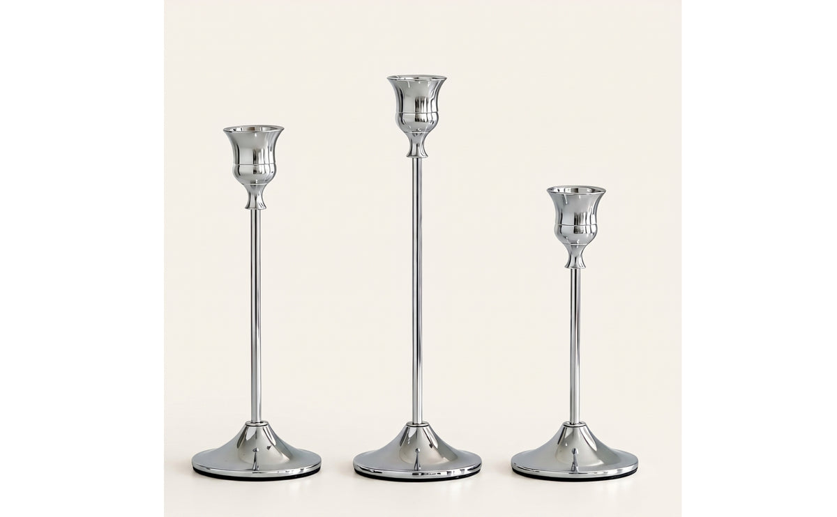 3 Pieces Single-Head Taper Candle Holder Black Candlestick with Round Base Simple Candlestick Holder Slim for Home Decor, Wedding